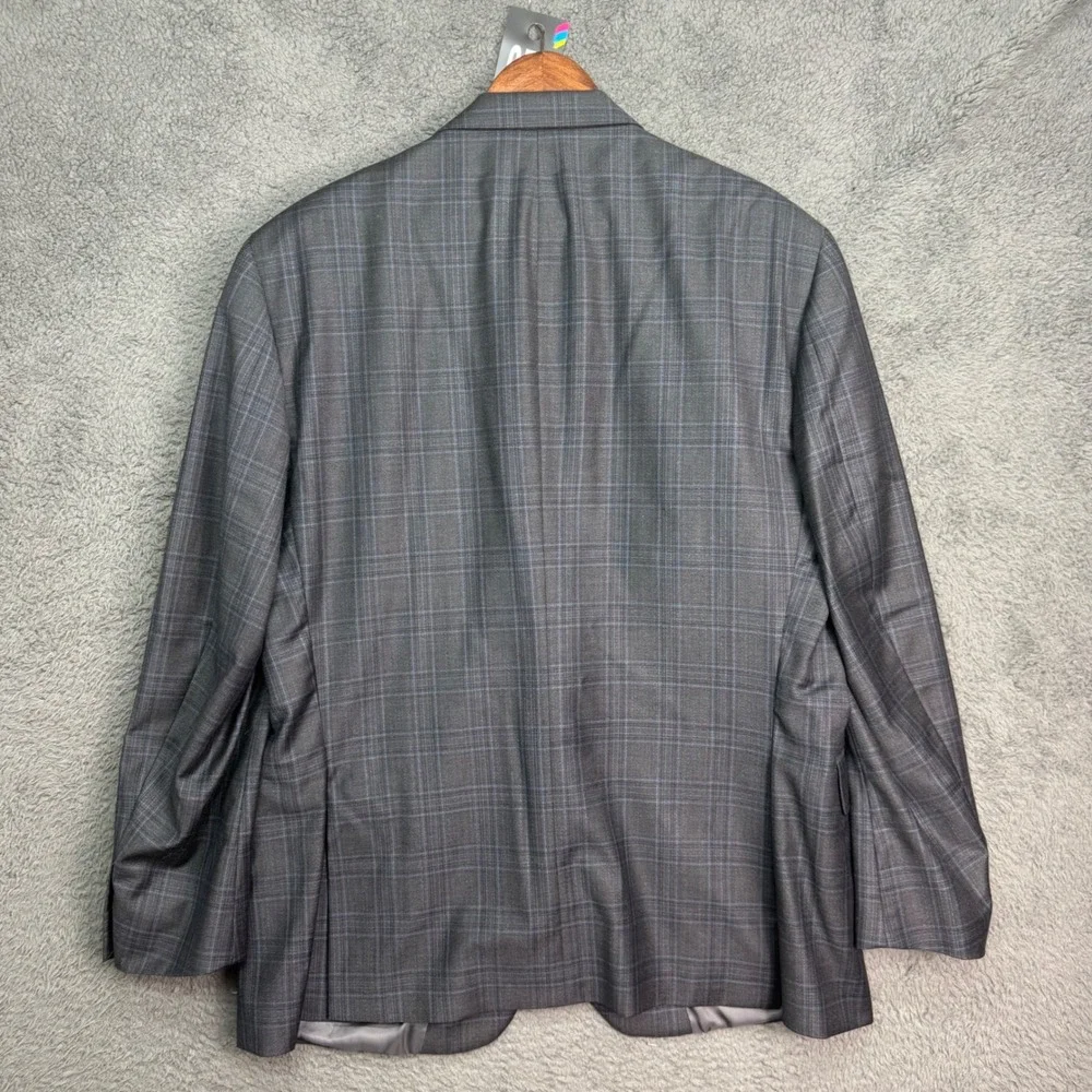 Peter Millar Flynn Sport Coat Mens 48R Grey Glen Plaid 100% Wool 2 Button Blazer